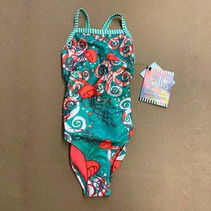 Kid's min green with jelly print one piece by Dolfin Swimwear